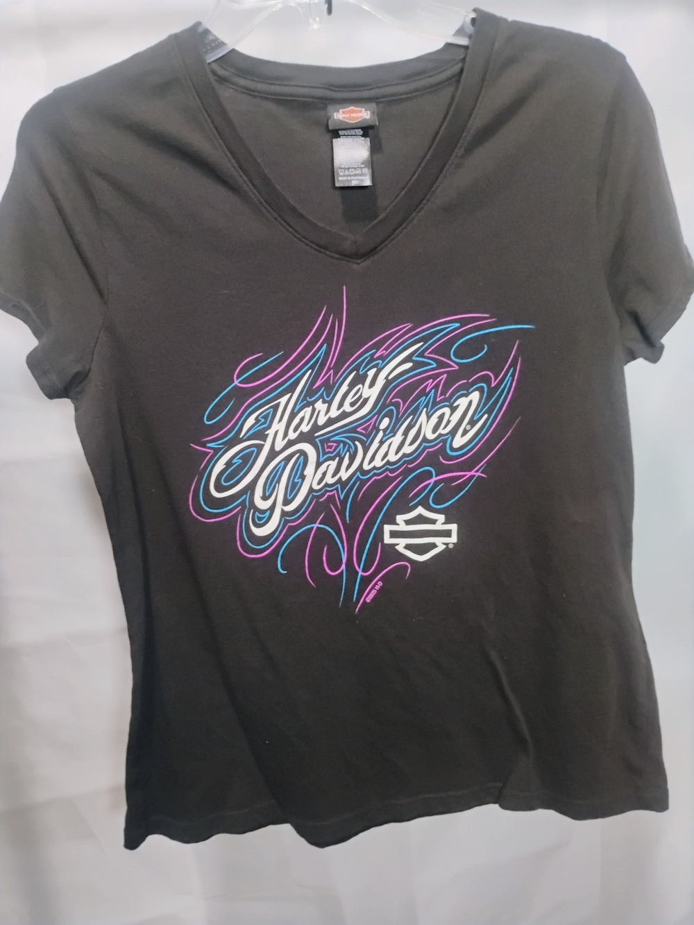 Harley-Davidson Women's Black V-Neck Graphic Tee Medium